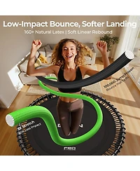 Bcan BT4 Soft Land Pro 38 Inch 500LBS Bungee Trampoline, Quiet Indoor Rebounder with Adjustable Tension and Phone Holder
