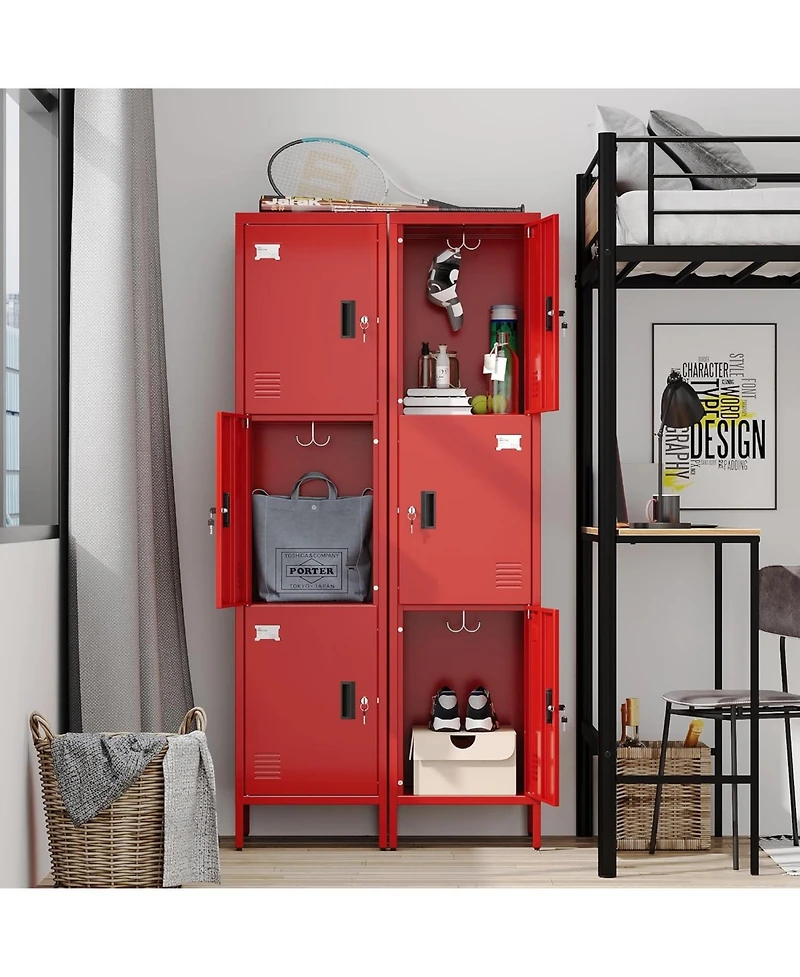 Boyel Living Metal Locker with Hooks and Ventilation, Lockable Storage Cabinet with Keys and Card Slot for Gym School Office