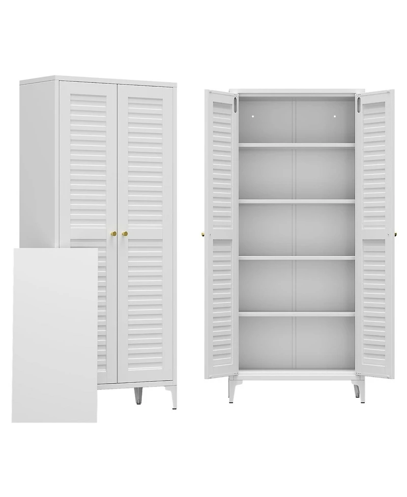 Boyel Living Kitchen Pantry Storage Cabinet, Metal Organizer with 2 Doors and 4 Adjustable Shelves for Home