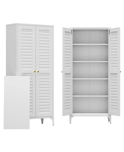 Boyel Living Kitchen Pantry Storage Cabinet, Metal Organizer with 2 Doors and 4 Adjustable Shelves for Home
