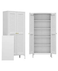 Boyel Living Kitchen Pantry Storage Cabinet, Metal Organizer with 2 Doors and 4 Adjustable Shelves for Home