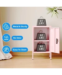 Boyel Living 24.4" Small Metal Locker Cabinet with Lock and Adjustable Shelf, Vented Storage Organizer for Home Office