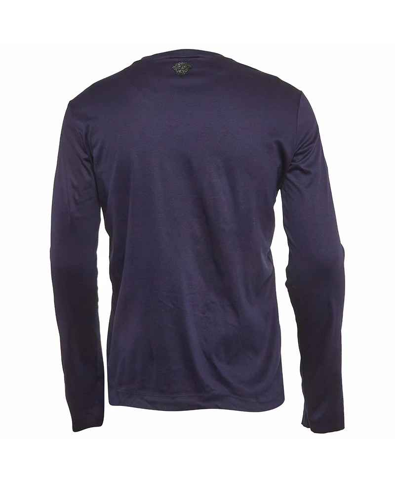 Pre-Owned Versace Men's Leather Applique Jersey T-Shirt