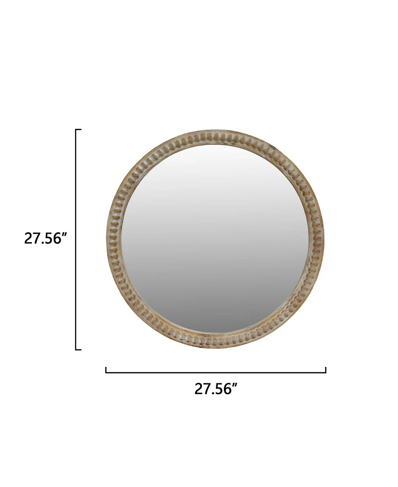 Laoties Modern Round Decorative Wall Mirror with Beaded Frame for Bathroom, Living Room, Entryway