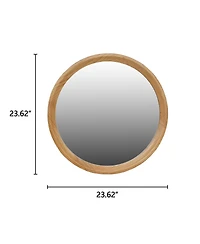 Laoties Round Bathroom Vanity Mirror with Natural Wood Frame for Bedroom, Entryway and Living Room