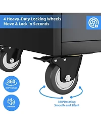 Boyel Living Metal Garage Storage Cabinet with Wheels and Lock, Rolling Tool Organizer with Drawers and Pegboard