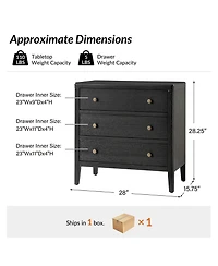 Hulala Home Vettorello Modern 28"W 3-Drawer Solid End Table with Integrated Power Station