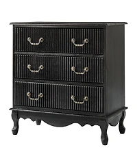 Hulala Home Larisa Transitional 28"W 3-Drawer Solid Wood Fluted End Table with Built-In Power Outlet and Simple Assembly