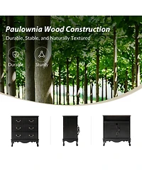 Hulala Home Larisa Transitional 28"W 3-Drawer Solid Wood Fluted End Table with Built-In Power Outlet and Simple Assembly