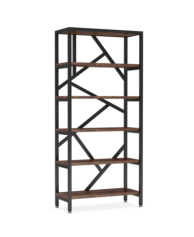 Slickblue Industrial Style Bookcase with 6 Open Shelves for Home Organization