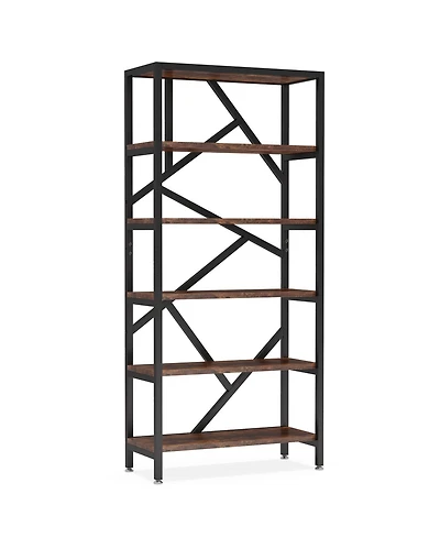 Slickblue Industrial Style Bookcase with 6 Open Shelves for Home Organization