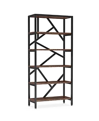 Slickblue Industrial Style Bookcase with 6 Open Shelves for Home Organization