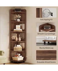 Slickblue 71 Inch Narrow Corner Bookshelf with Display and Storage Rack