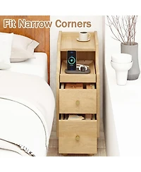 Slickblue 2 Piece Nightstands with Pull-Out Tray and Storage Drawers