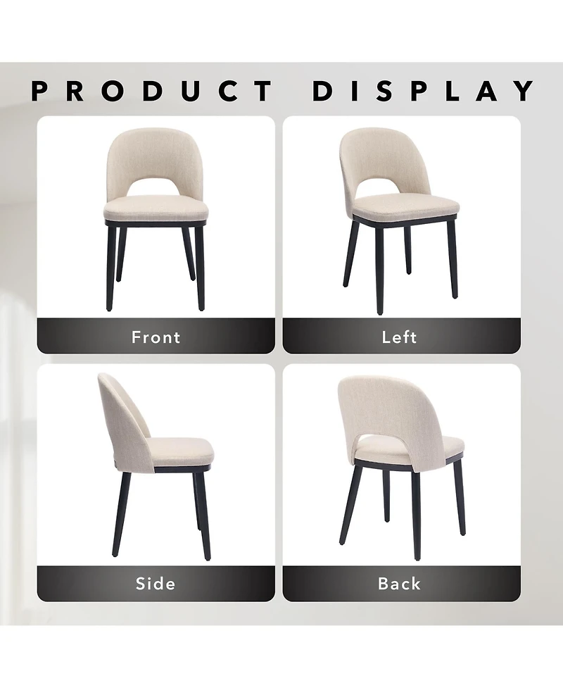 homfan Set of 2 Wooden Dining Chairs, Upholstered Fabric Room Chairs with High Back and Deep Seat, Modern Farmhouse Kitchen