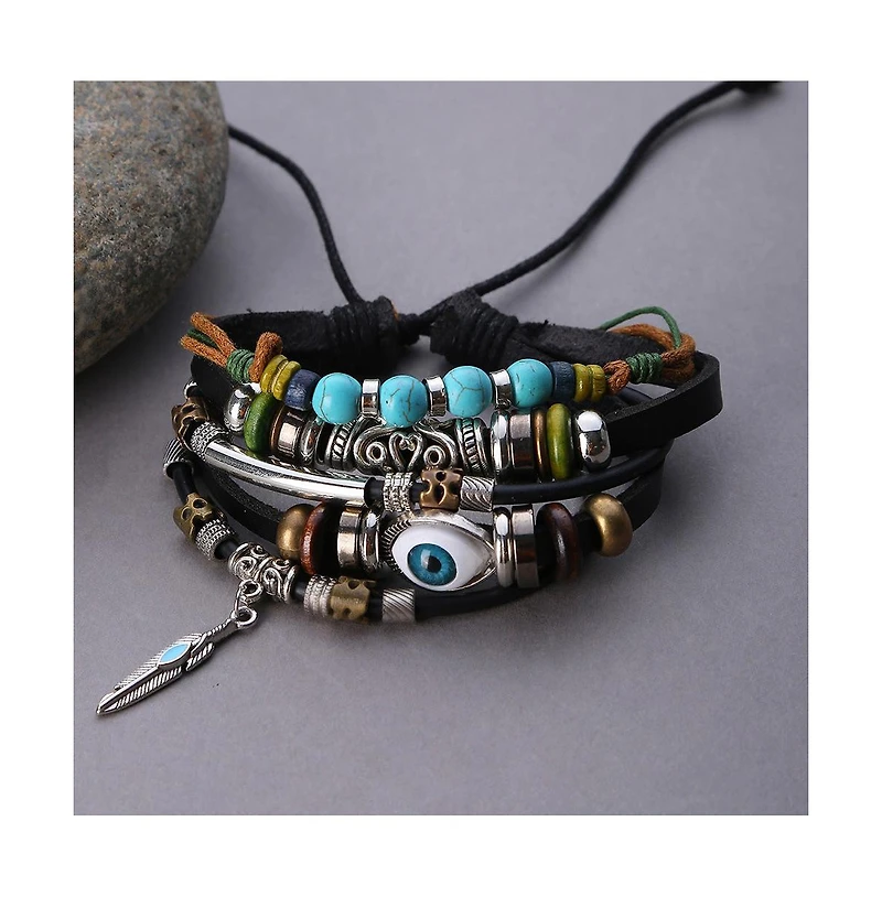 Sohi Women's Evil Eye Layered Bracelet