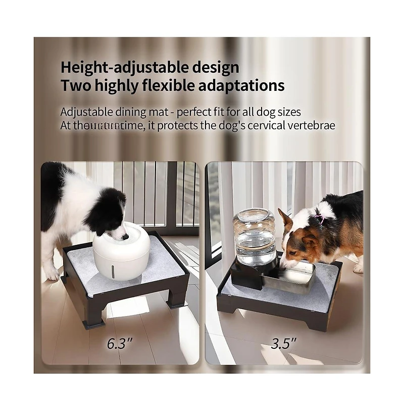 Aronkl Elevated Diatomite Pet Feeder Stand Adjustable Height Absorbent Spill Clean Station