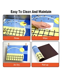 Aronkl Racket Pattern Pet Feeding Mat Non-Slip Waterproof Stain Resistant Easy Clean