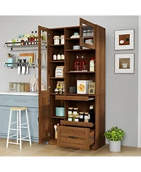 Streamdale Furniture Farmhouse Kitchen Hutch Buffet Cabinet with Microwave Stand