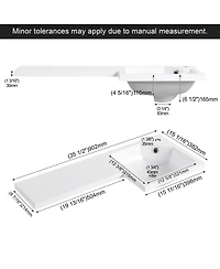 Sillysis 35.5 Inch Corner Floating Bathroom Vanity with Integrated Resin Sink, Plywood Cabinet, Open Storage for Small Bathrooms