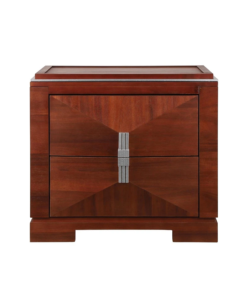 Streamdale Furniture Mid-Century Modern 2-Drawer Wood Nightstand with Diamond Pattern
