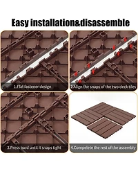 Streamdale Furniture 44-Pack 12x12 Waterproof Interlocking Decking Tiles