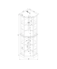 Streamdale Furniture 6-Shelf Corner Curio Display Cabinet with Lights and Adjustable Shelves