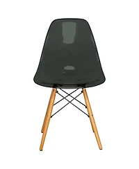 LeisureMod Cresco Modern Molded Acrylic Dining Chair with Eiffel Base and Beech Wood Dowel Legs Ergonomic Curved Seat Accent Side