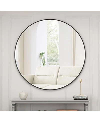 Laoties Oversized Round Wall Mirror, Modern Metal Circle Vanity Mirror for Living Room, Entryway