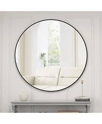 Laoties Oversized Round Wall Mirror, Modern Metal Circle Vanity Mirror for Living Room, Entryway