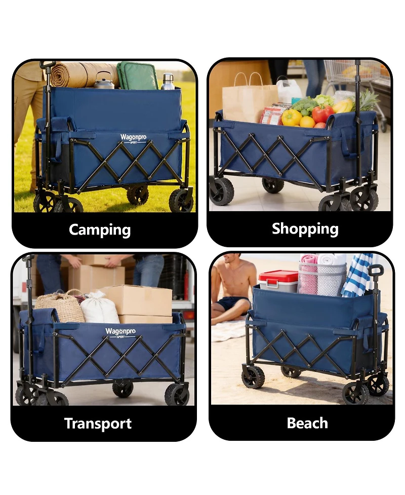 Streamdale Furniture Expandable Dual-Layer Utility Wagon with 5inch Wide Wheels 220lbs Capacity