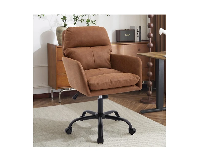 sumyeg Ergonomic Pu Leather Office Chair with High-Strength Metal Frame