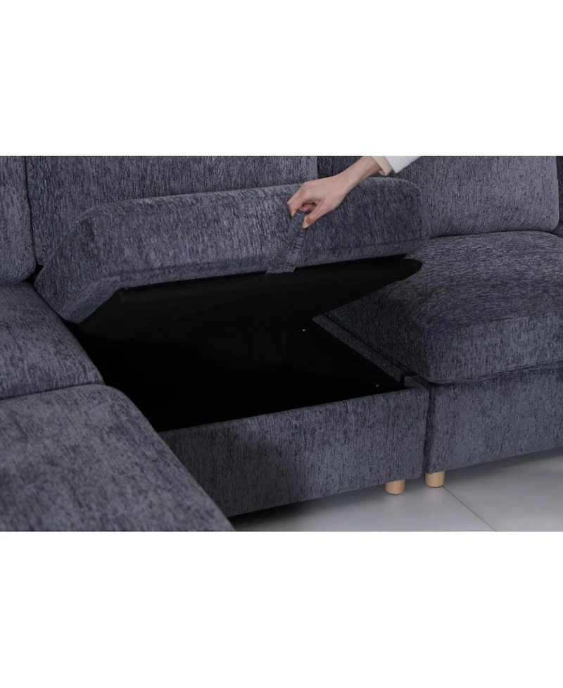 Streamdale Furniture Modular 6-Seater Convertible Sectional Sofa with Storage