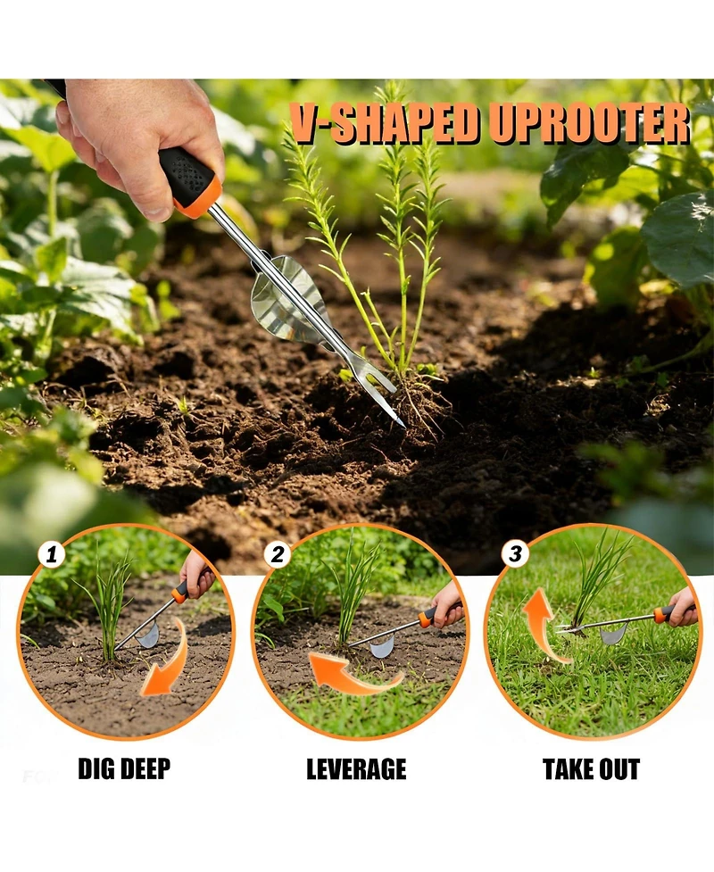 Xdovet Weed Puller Tool Stainless Steel Garden Weeding Set