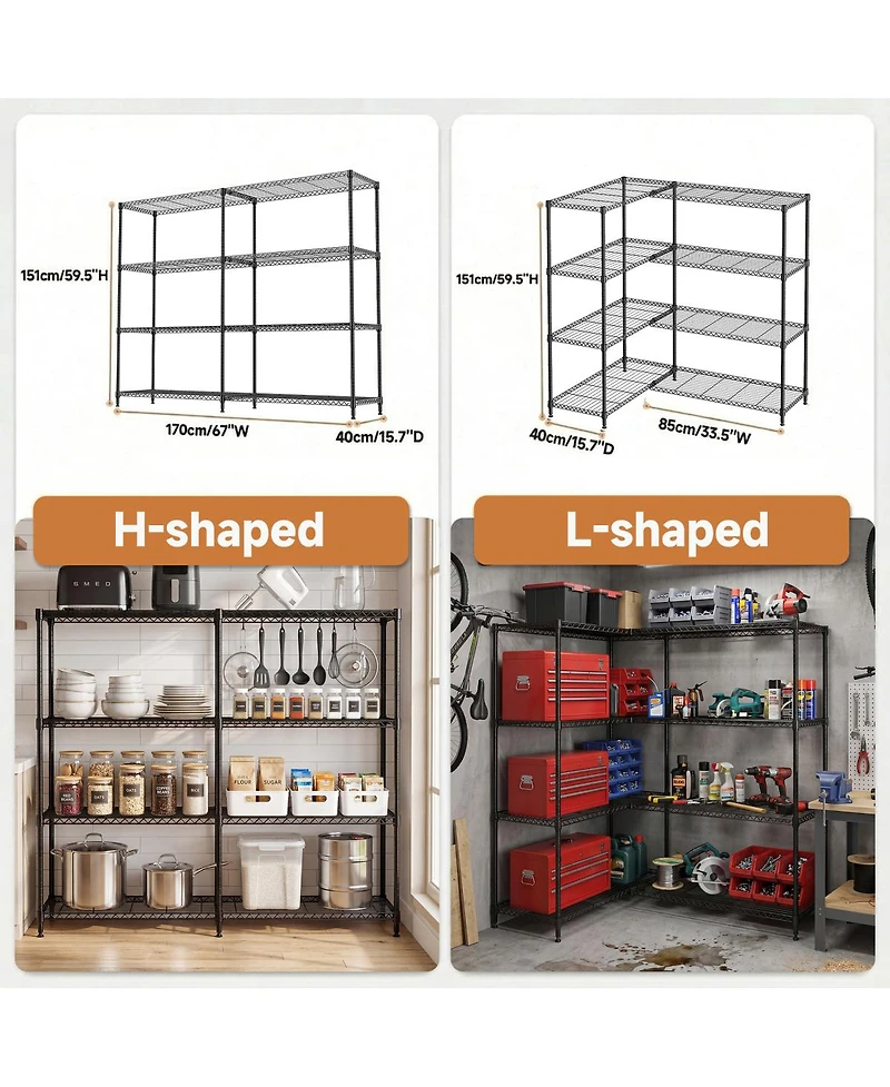 Streamdale Furniture 4-Tier Heavy Duty Metal Storage Shelving Unit
