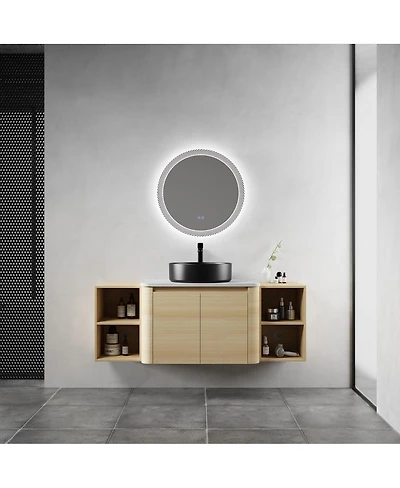 Sillysis Inch Wall Mounted Bathroom Vanity with Ceramic Vessel Sink