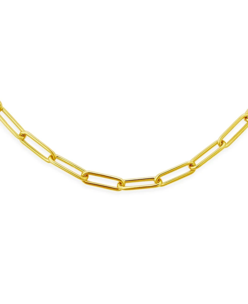 Bling Jewelry Rounded Link Paperclip Chain Necklace Gold Plated Sterling Silver