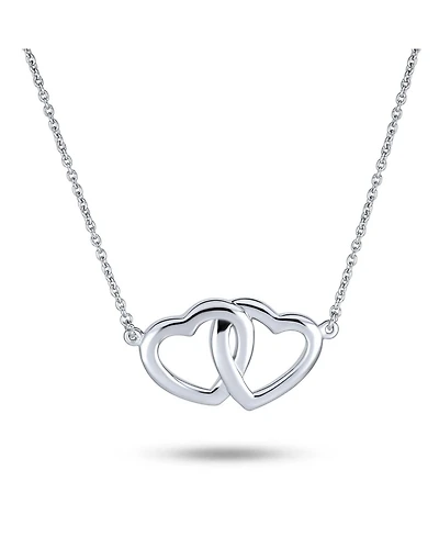 Bling Jewelry Interlocking Open Hearts Necklace Bff Couples Pendant .925 Sterling Silver