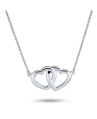 Bling Jewelry Interlocking Open Hearts Necklace Bff Couples Pendant .925 Sterling Silver