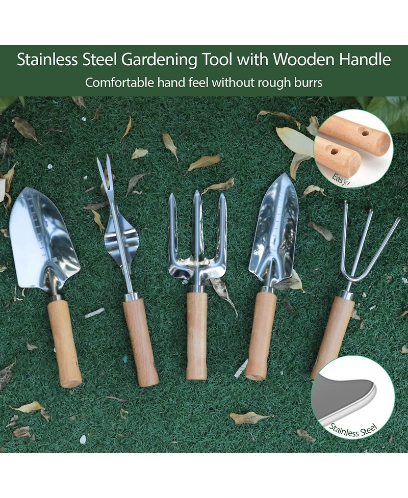 Xdovet 10-Piece Gardening Tool Set Includes Folding Stool, Storage Bag, and Stainless Steel Tools