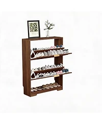 homfan Fluted Shoe Cabinet for Entryway with 2 Flip Drawers