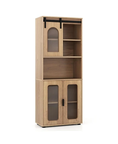 Volenca Farmhouse Bathroom Floor Cabinet with Sliding Barn Door, 59-in Tall