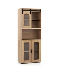 Volenca Farmhouse Bathroom Floor Cabinet with Sliding Barn Door, 59-in Tall