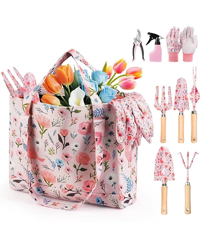 Xdovet Gardening Tools Gift Set Women Rust-proof Heavy-duty Florganizer Bag