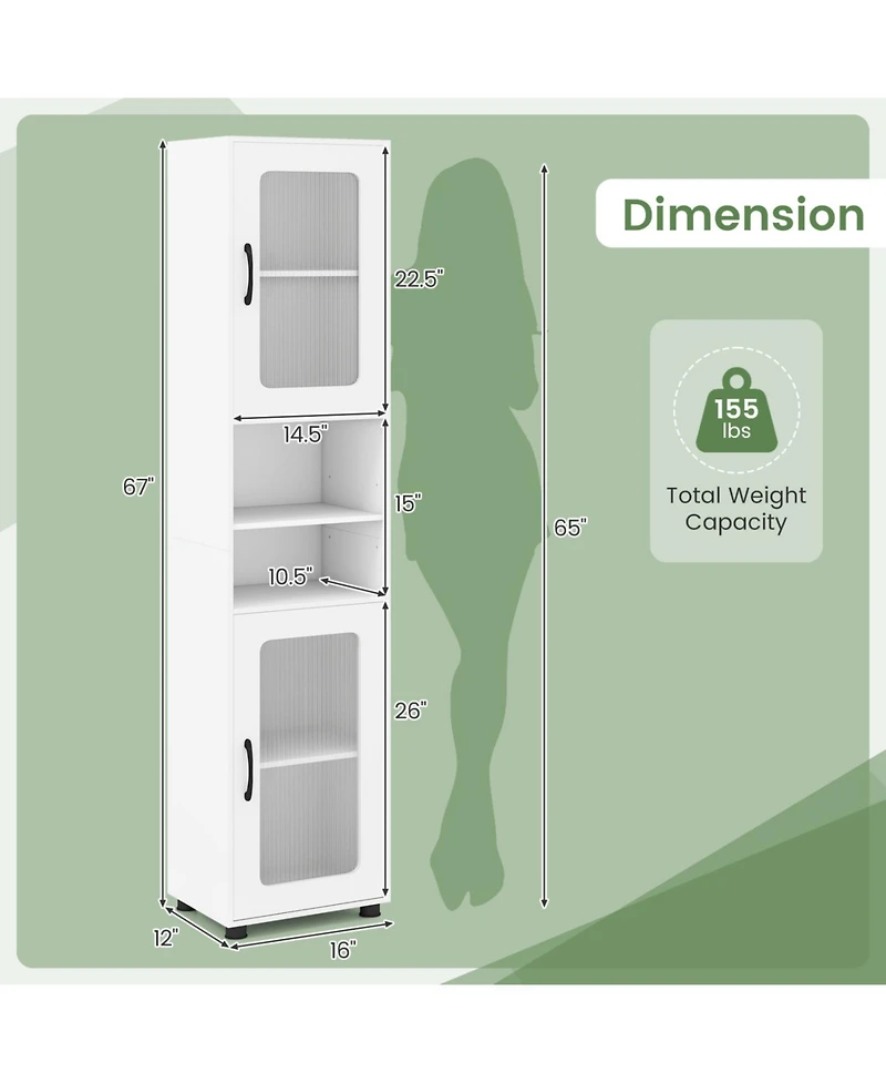 Volenca Tall 67-in Bathroom Storage Cabinet Freestanding Organizer