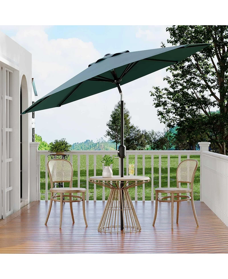 homfan 10Feet Patio Umbrella With Crank And Push-Button Tilt, 8 Sturdy Ribs, Waterproof Outdoor Parasol For Deck, Pool, Garden Table