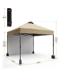 homfan 10x10 Pop Up Canopy Tent With Sidewall, Easy Setup, Upf 50+ Protection, Adjustable, Portable, Includes Wheeled Bag, Stakes And Sandbags
