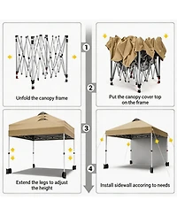 homfan 10x10 Pop Up Canopy Tent With Sidewall, Easy Setup, Upf 50+ Protection, Adjustable, Portable, Includes Wheeled Bag, Stakes And Sandbags