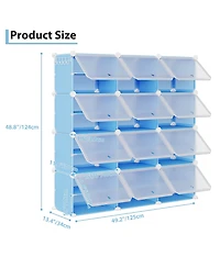 Homfan 8-Tier Sliding Door Shoe Storage Cabinet, Large Capacity Pp Metal Frame Organizer with Side Hooks
