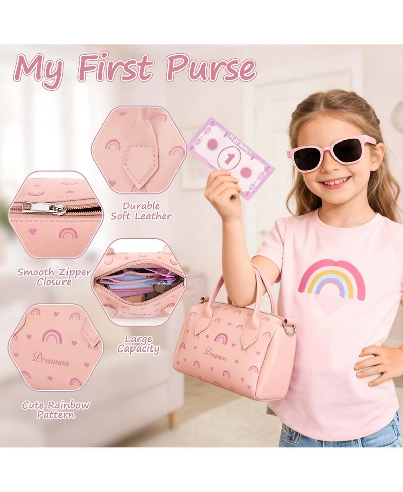 Gnuadz 30PCS Play Purse Wooden Makeup Kit Handbag Phone Wallet Keys Princess Gift 3-6 Year Old